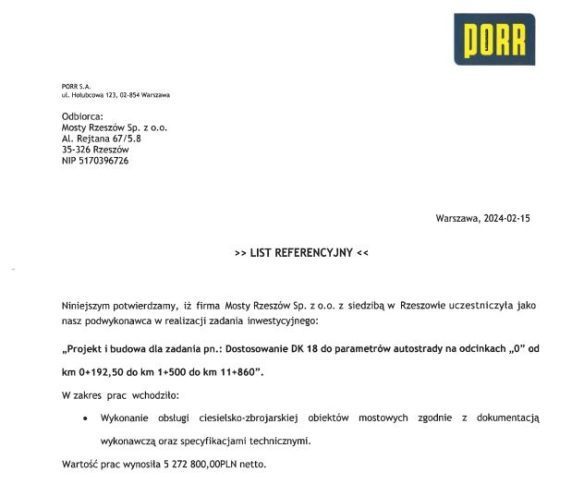 List Referencyjny Węzeł Kołobrzeg Wschód